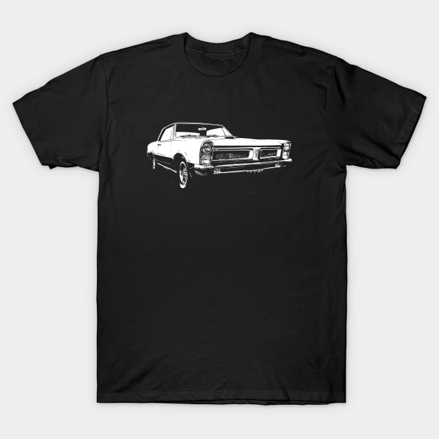 1965 Pontiac GTO - stylized white on dark background T-Shirt by mal_photography